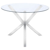 Orleans Furniture - Coaster - Vance Round 41-inch Glass Top Asterisk Dining Table Chrome - 120760